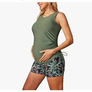 Maaci Maternity Swim Two Piece, green/floral, Womens Large